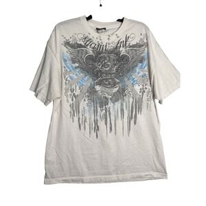 Miami Ink Graphic T Shirt Mens XL White Tattoo Wings Biker Y2K